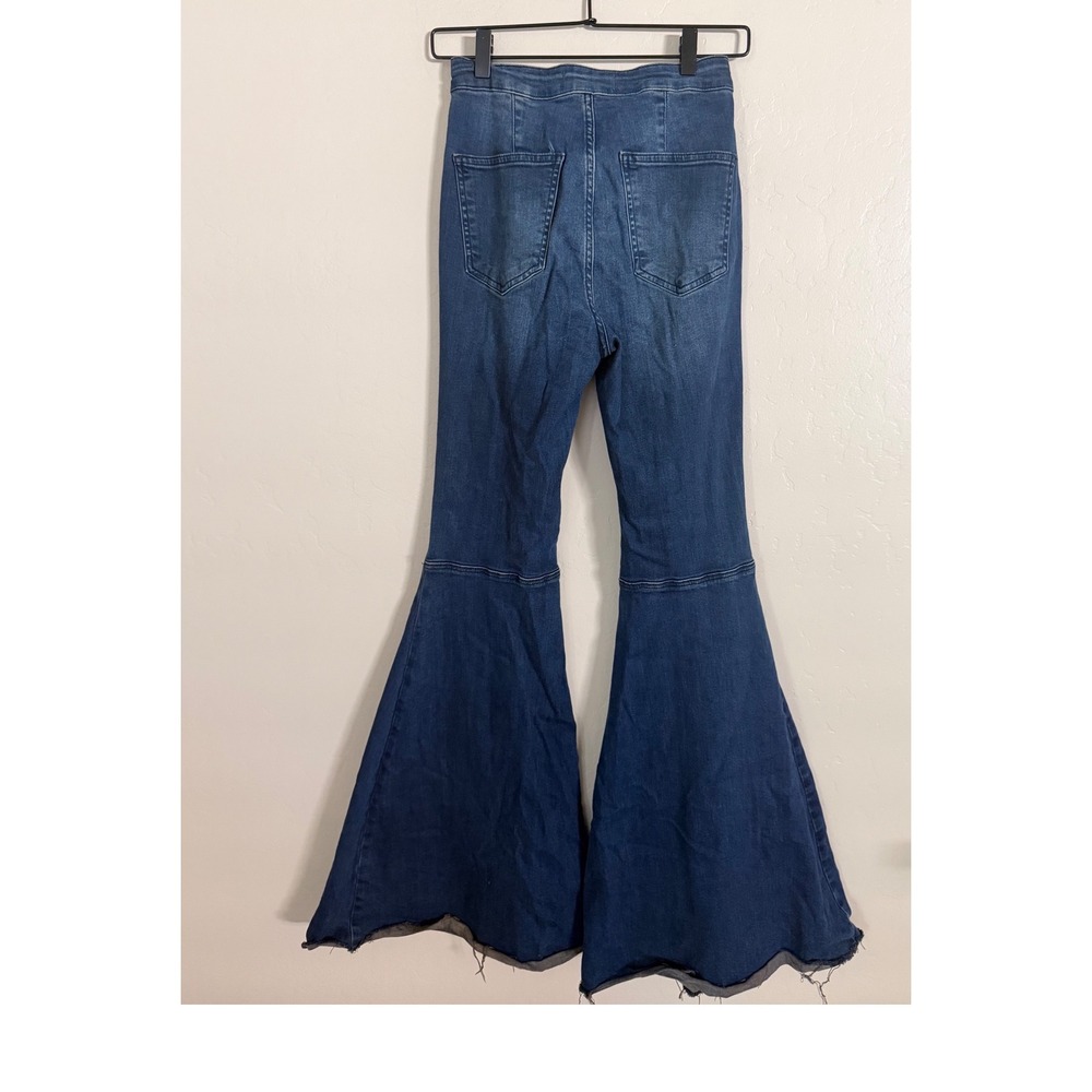 Free People We The Free Just Float On Flare Jeans Blue High Rise Bell Bottom 26 - Picture 7 of 9